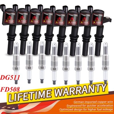 8 Ignition Coils & Spark Plugs Fit Ford F-150 F-250 Lincoln 5.4L 2004-2010 DG511
