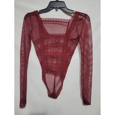 Victoria's Secret Bodysuit Women XS Red Excellent Lace Mesh 373835-BWJ