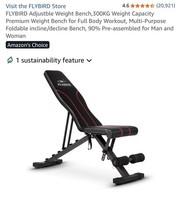 FLYBIRD Adjustble Weight Bench,300KG Weight Capacity Premium Weight Bench for Fu