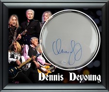 Styx Dennis DeYoung Signed Custom Framed Drum Head Drumhead Display ACOA