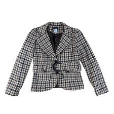 Better B Medium Blazer Houndstooth Dark Academia Wool Blend Belted Jacket