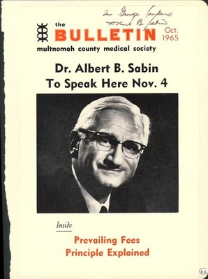 DR. ALBERT B. SABIN - INSCRIBED MAGAZINE COVER SIGNED WITH CO-SIGNERS