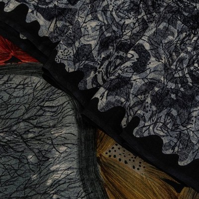Sanskriti Vintage Grayish Black Sari Soft Pure Crepe Abstract Printed Saree 5 Yd