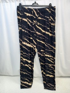❤️ Next Black Beige Patterned Comfy Pull On Trousers Size 12 14 With Pockets Vgc