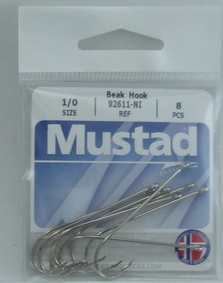 Mustad 92611NI-1/0-8 Beak Haken Größe 1