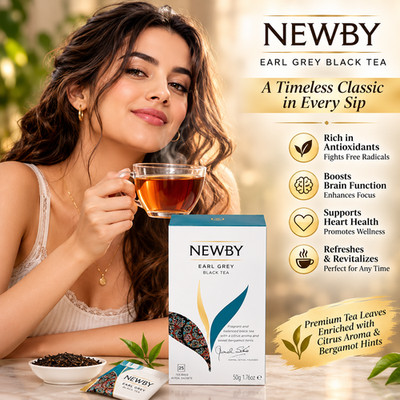 Newby Earl Grey Black Tea Bags | 25 Counts Premium Tea Leaves Enriched (50 gms)