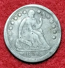 1856 Silver Seated Liberty 5c Half Dime Fine Detail Bent