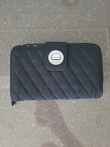 Vera Bradley Quilted Turn Lock Black  Travel Organizer Large Wallet