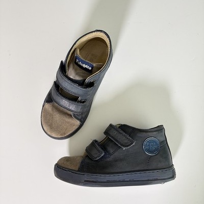 Falcotto Toddler Shoes EU 26 Navy Leather Hook Loop Sneakers Italy Kids