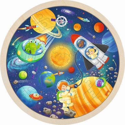 Space Inlay Puzzle Diameter 29.5 cm Wood 57 Pieces per Piece (US IMPORT)