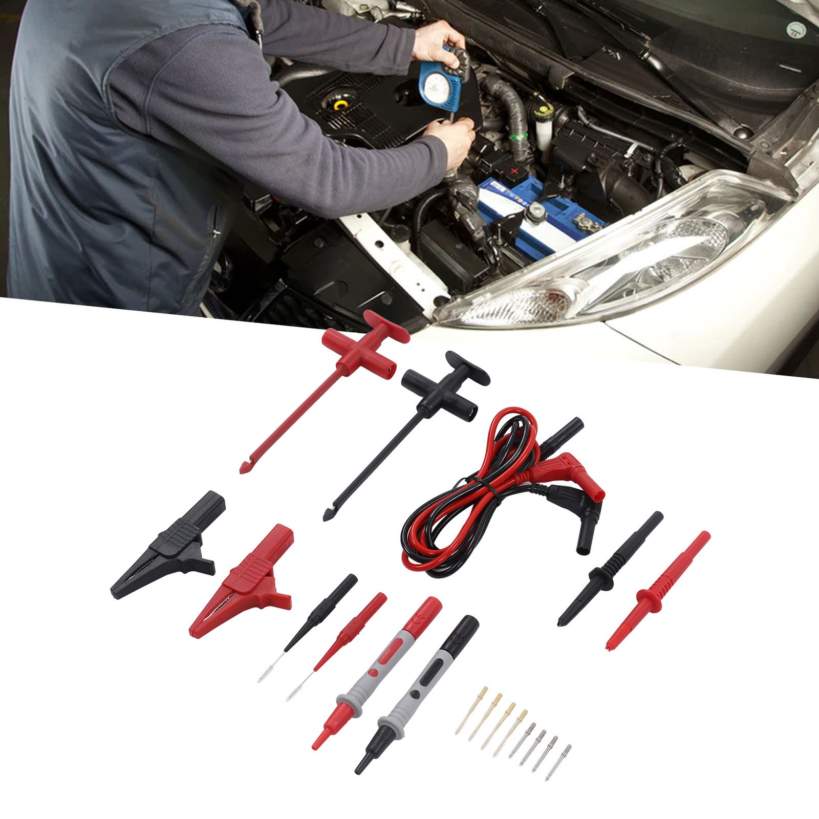 Multimeter Test Leads Kit Crocodiles Clip Banana Plug Testing Cable Car
