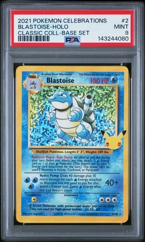 2021 POKEMON CELEBRATIONS CLASSIC COLLECTION #2 BLASTOISE-HOLO PSA 9