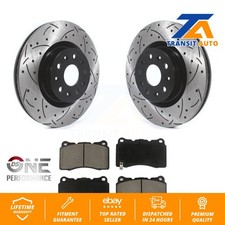 Front Coated Drilled Slot Disc Brake Rotors Ceramic Pad Kit For Cadillac CTS CT6