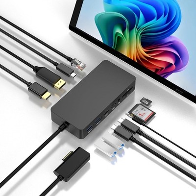 New Surface Dock Triple Displays 4K@60Hz HDMI+USB C+DP with Power Adapter, Surfa