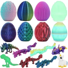 Dragon Eggs with Dragons Inside, 8 Piece Set, Mini Crystal Fidget Toys, Easte...