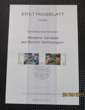 Ersttagsblatt - Berlin 10/1982, Moderne Gem&auml;lde Mi. Nr.: 678, 679