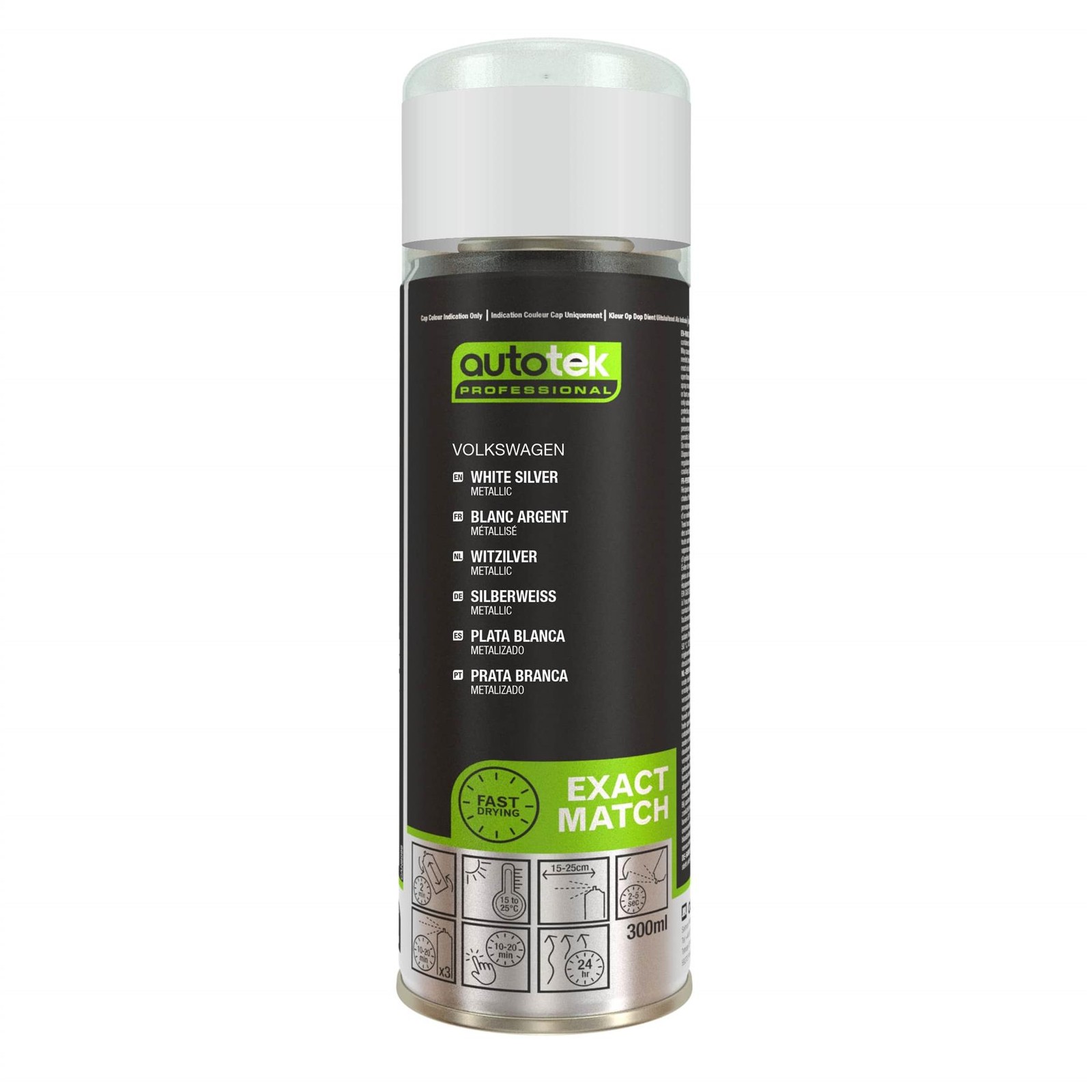 Autotek Volkswagen White Silver Fast Drying Aerosol Spray Paint 300ml