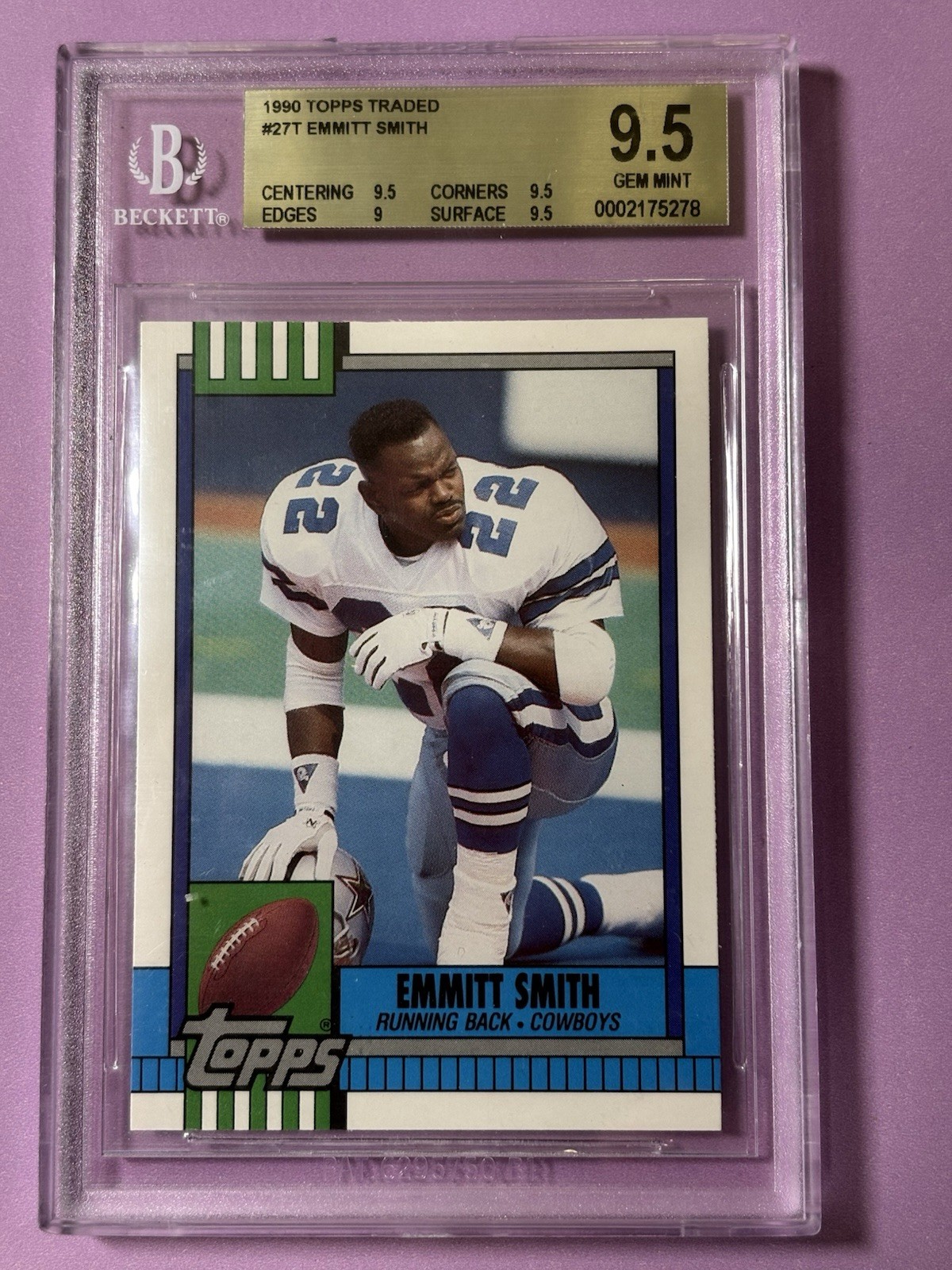 1990 Topps Traded Emmitt Smith #27T BGS 9.5 Gem Mint
