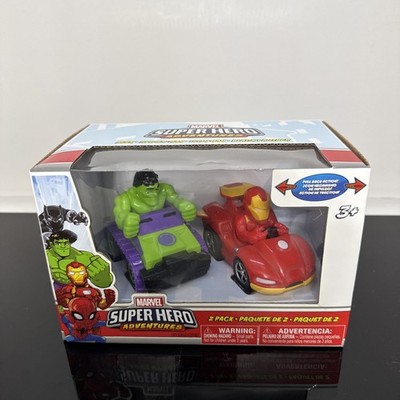 Marvel Super Hero Adventures The Hulk Ironman 2-Pack Pull Back Action Cars 