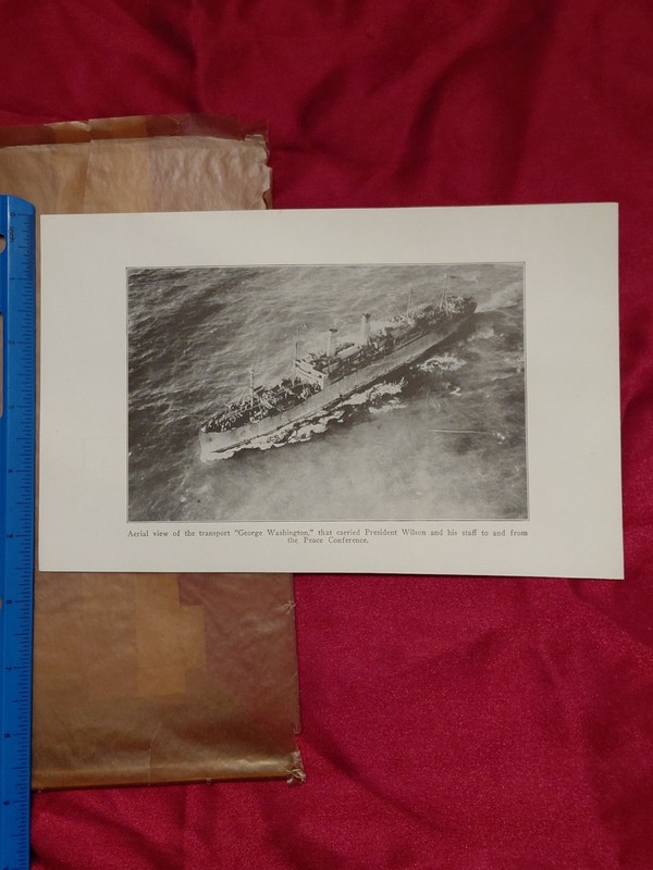 WWI Book Plate Woodrow Wilson Mrs Wilson SS George Washington Peace Conference