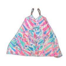 Lilly Pulitzer XS Silk Floral Dress Pink Blue Green Spaghetti Strap Slip Dress