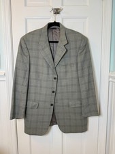 Paul Frederick Grey Blue Plaid Men's Wool Sport Jacket Size 42R
