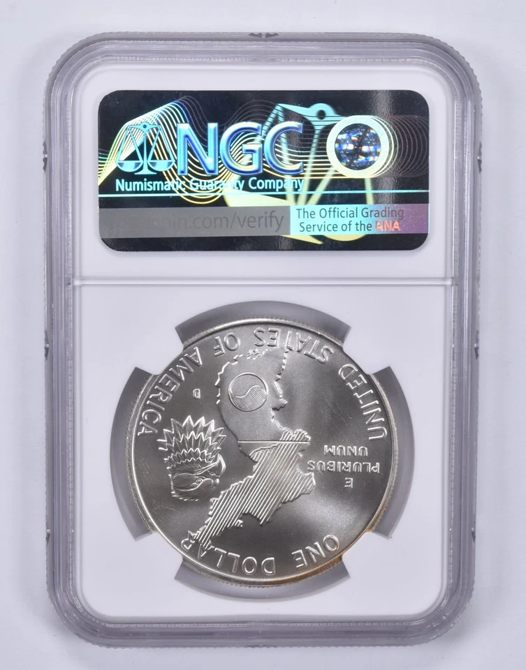 1991-D Korean War Commemorative Silver Dollar Mint State 9.9 NGC X NGCX *5571 - Image 2 of 4