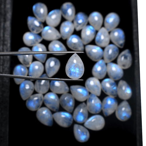 Lot 22 Pcs Natural Rainbow Moonstone AAA Grade 14x10mm Pear Cabochon Gemstones - Picture 5 of 10