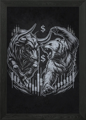 Bull vs Bear Stock Market - Forex, gerahmtes Wandbild Poster Leinwanddruck Bild