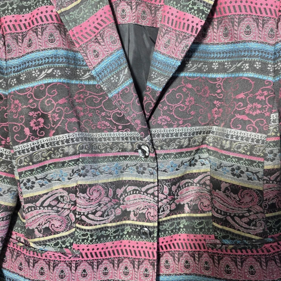 90s Womens Blazer Size 8 Tapestry Dark Academia Needlepoint Look Deadstock New - Image 2 of 4