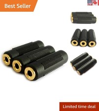 Gold Plated 3.5mm Stereo Jack Female to Female Adapter - 3 Pack for Audio Exc...