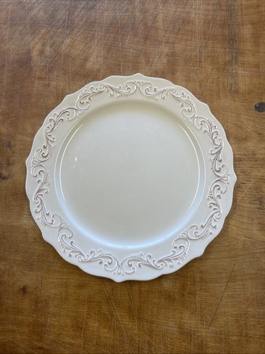 Pier 1 ANTIQUE SCROLL WHITE Dinner Plate 11 in 1 ea 2 available