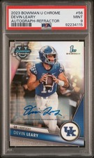 2023 BOWMAN UNIVERSITY CHROME AUTO-REFRACTOR #56 DEVIN LEARY 348/499 PSA 9