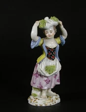 Meissen Figure Model 3x ‘Girl Harvesting Cabbage’ Late 19th Century