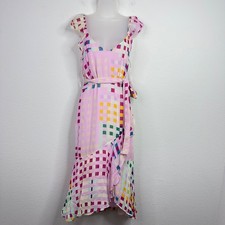 La Maison Talulah Dress Womens S Pink Checkered Ruffle Chiffon Romantic Fairy