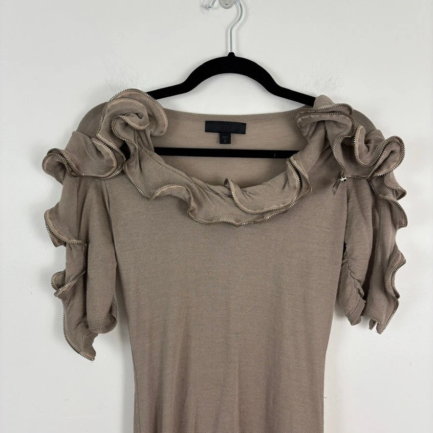 Suéter Vintage Burberry Volantes Cremallera Lana Merino Seda S Foto 3 de 4