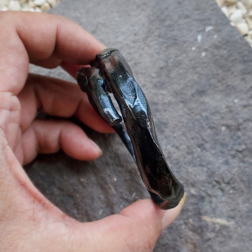 Exotic Indonesian Black Akar Bahar Bracelet Genuine Coral Bangle #253 - Imagen 5 de 6
