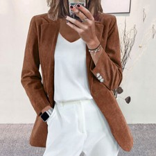 Damen Cord Anzugjacke Slim Fit Blazer Sakko Jacke Herbst Cordjacke Businessjacke