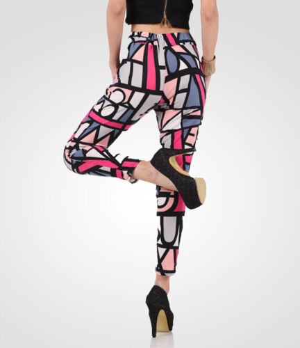 Damen Skinny Bunt Leopardenmuster Leggings Sexy Stretchig Elegant Haremshose - Bild 13 von 15