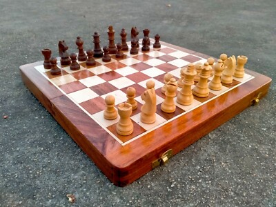 Wooden Foldable Chess Set with Wooden magnetic chess Pieces set, Travel chess