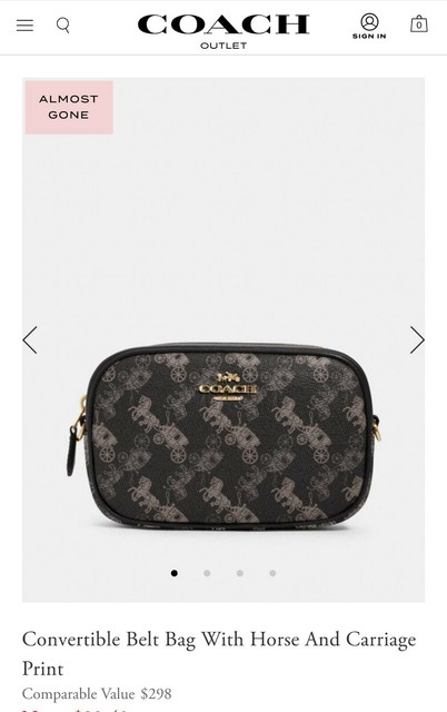 coach convertible belt bag with horse and carriage print