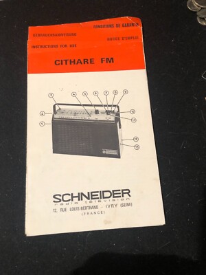 bedienungsanleitung, schneider handempfänger ''cithare fm''