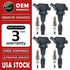 4 Ignition Coil & Spark Plug For Hyundai Elantra Sonata Tucson Kia Optima 1.6L