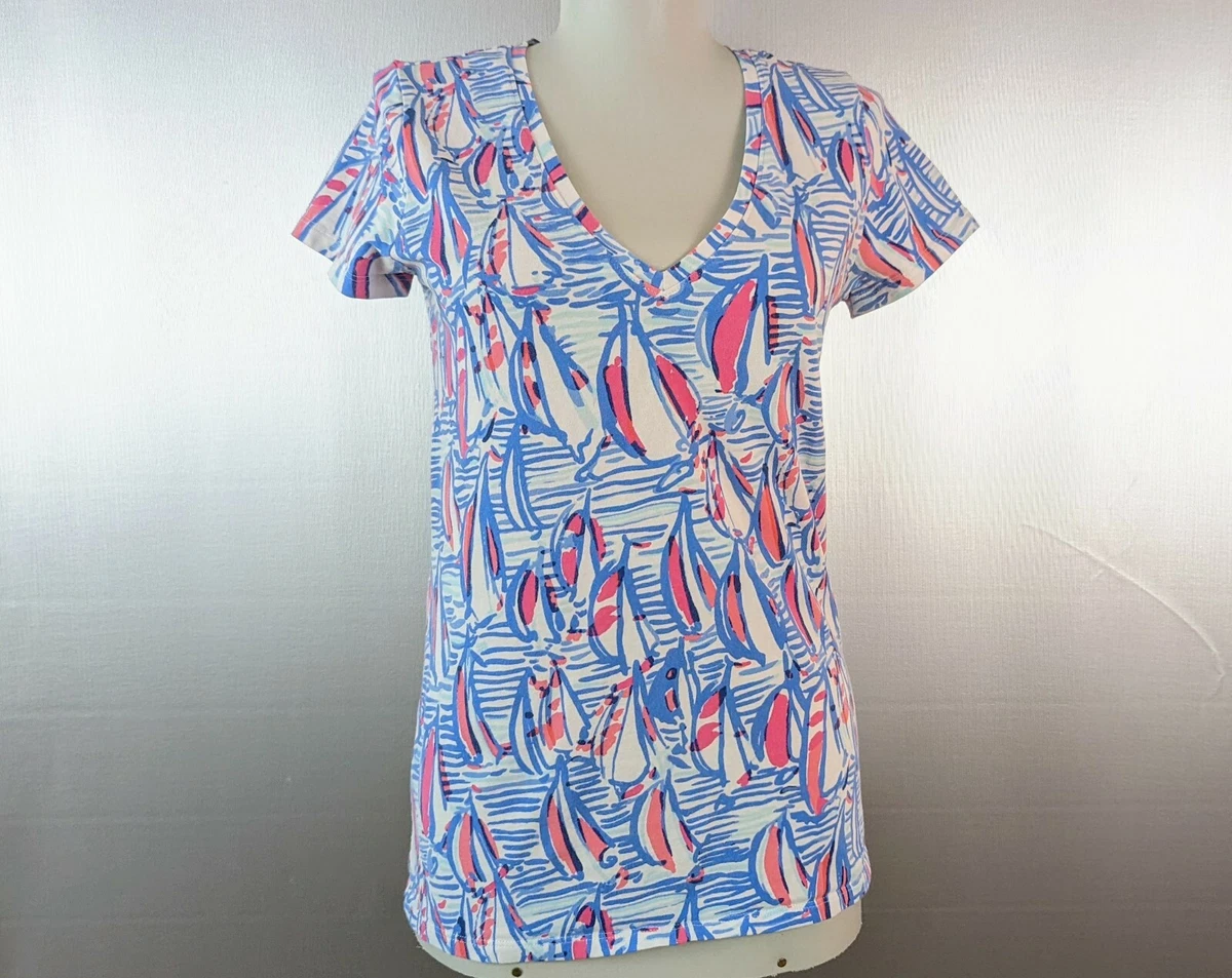 Lilly Pulitzer Michele T Shirt RRR Red Right Return Womens size S