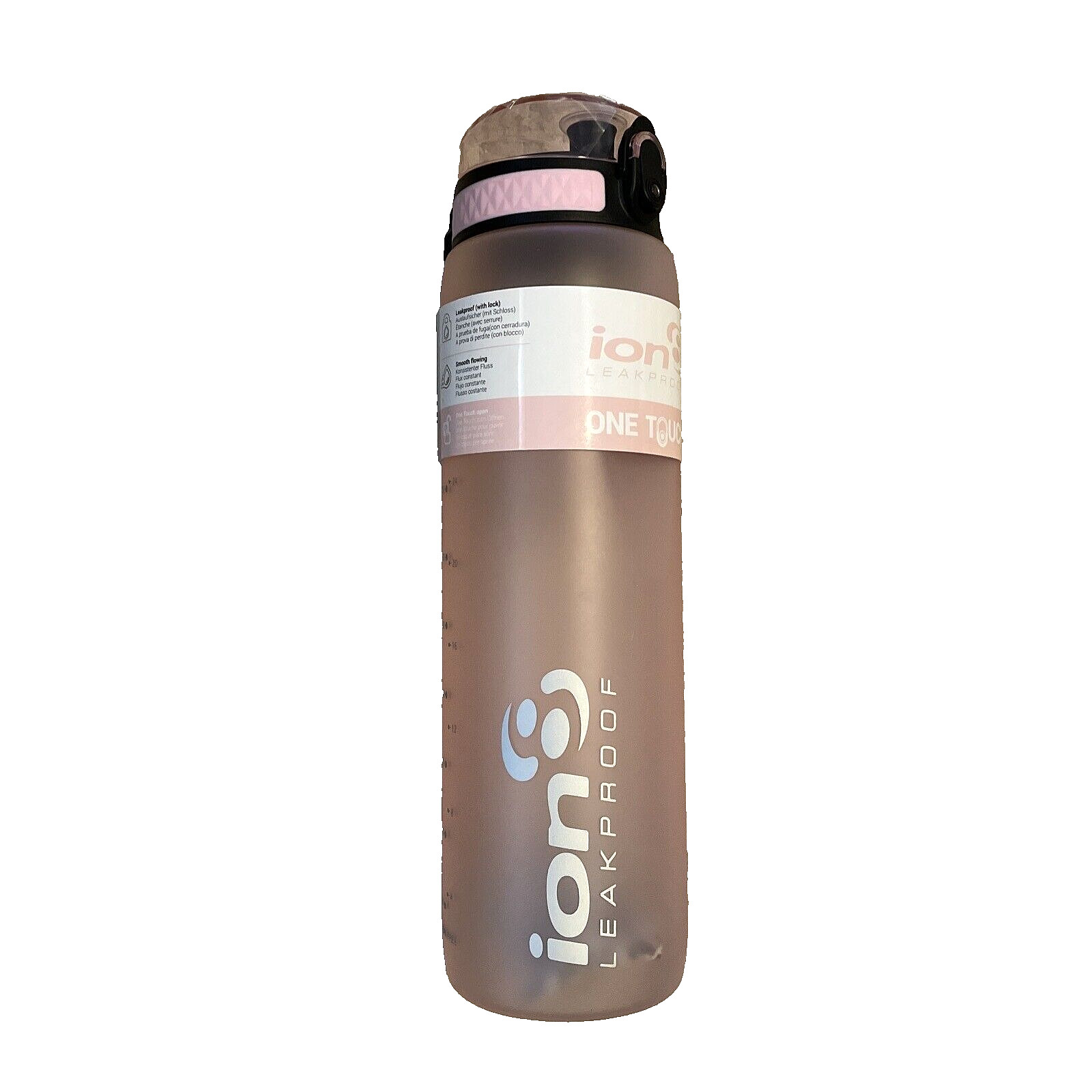 Ion8 Leak Proof One Touch Pink Slim Water Bottle, BPA Free, 