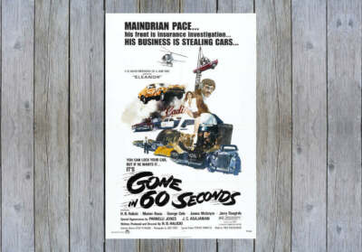1974 GONE IN 60 SECONDS VINTAGE ACTION MOVIE POSTER PRINT 54x36