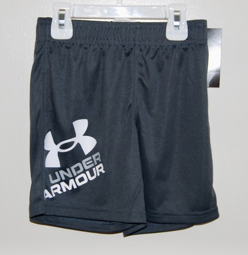 NWT Under Armour Little Boy's Pitch Gray Large Logo Sport Shorts sz 4