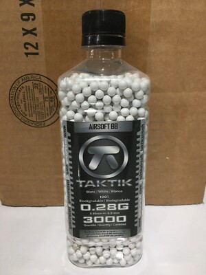 TAKTIK White 0.28G 5.95mm 3000 Count Biodegradable Airsoft BBs High Precision