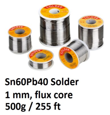 Solder 500g / 17.6oz Spool, 1mm dia, with flux core, 60/40 Sn60Pb40