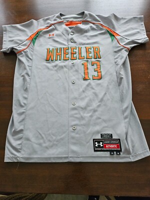 Under Armour Authentic Button Up Jersey Wheeler 13 Gray Orange Green